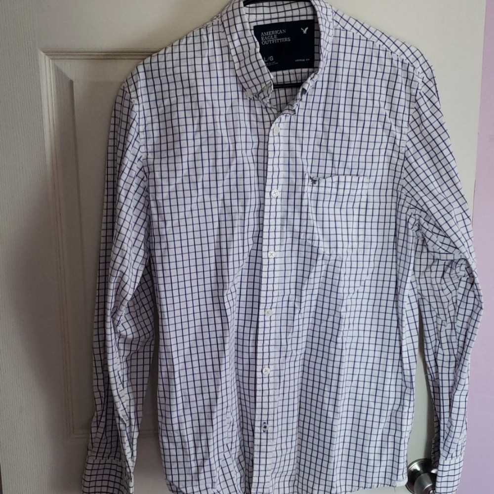 Mens button up purple plaid